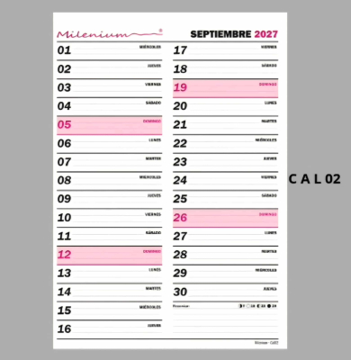 Almanaque Oficio 2027 C/Esp Vertical Cal02