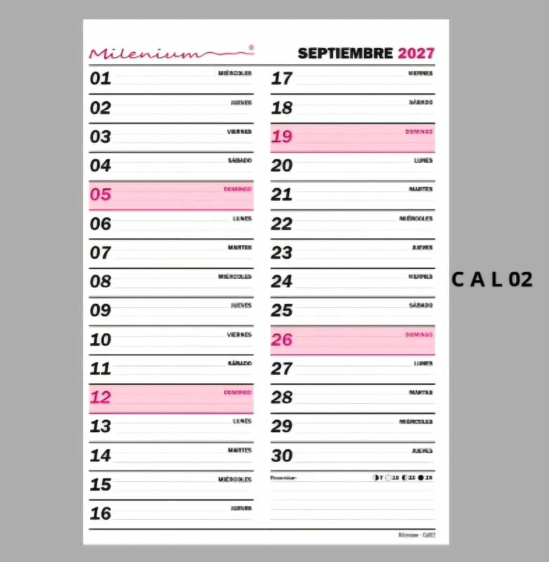 Almanaque Oficio 2027 C/Esp Vertical Cal02