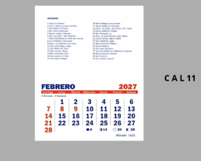 Almanaque Mensual 2027 20X11,5Cm Paq X 10 Cal11