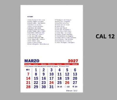 Almanaque Mensual 2027 10X15Cm Paq X 25 Cal12