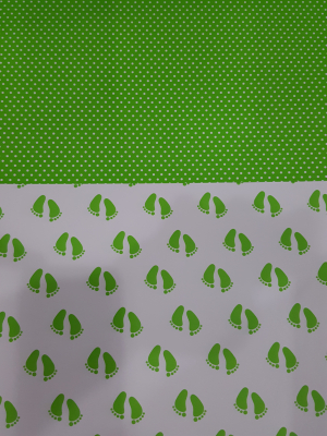 Cartulina Divertida Piecitos Verde Manzana Y Blanco Paq X 10 U