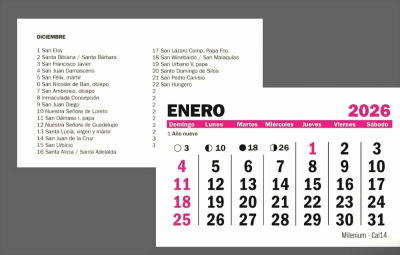 Almanaque Mensual 2027 10X7,5Cm Paq X 25 Cal14