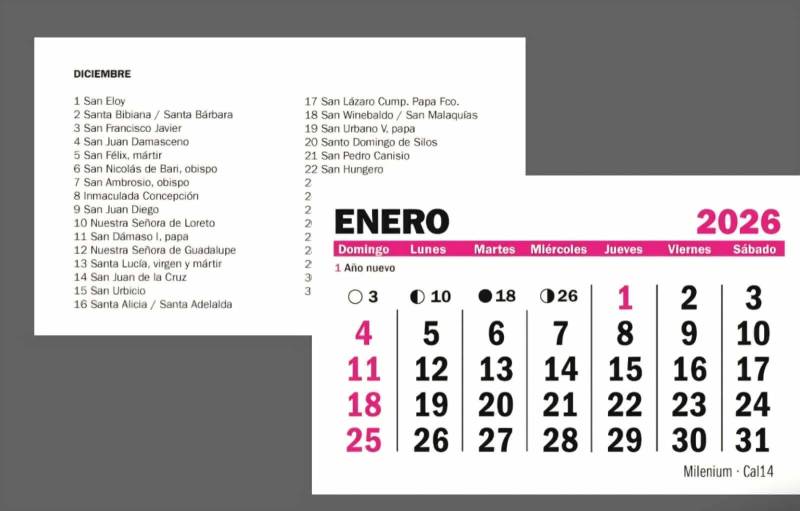 Almanaque Mensual 2027 10X7,5Cm Paq X 25 Cal14