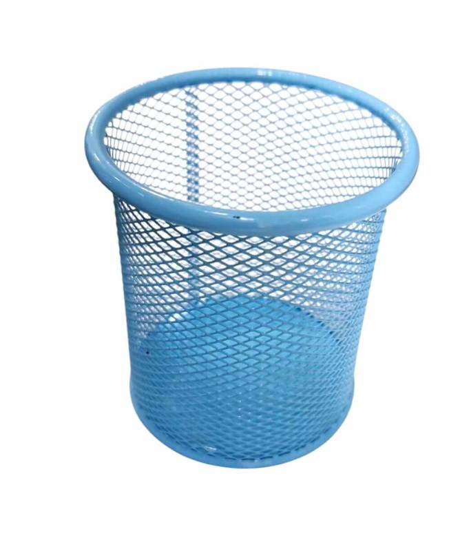Portalapices Values Metal Calado Redondo Celeste Pastel