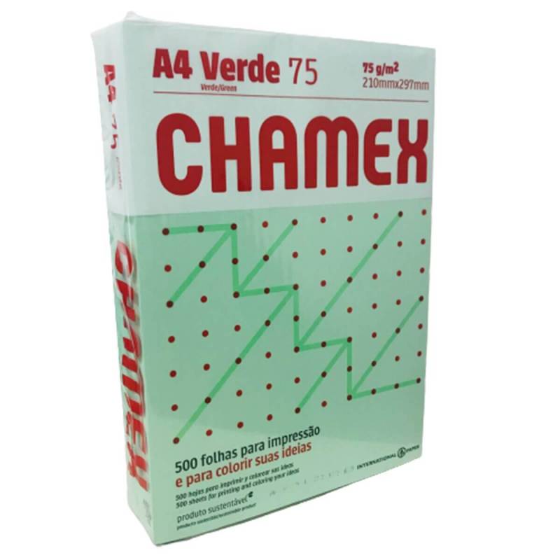 Papel Chamex 75 Gr A4 Color Verde 210X297 X 500 Hj