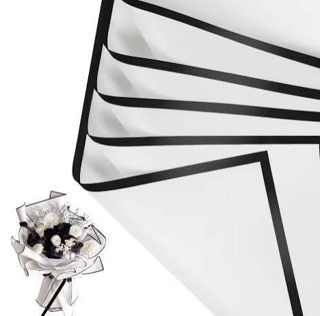 Papel Coreano Rexon 57X57Cm Blanco Borde Negro  069 Paq X 10