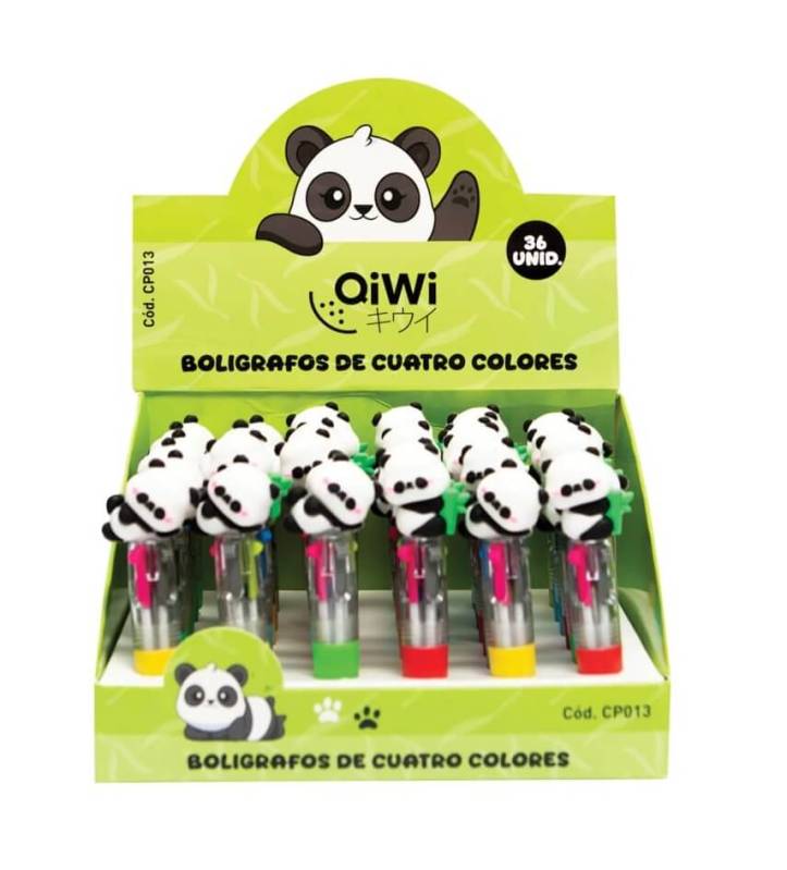 Boligrafo Qiwi Panda 4 Colores Retract Cp013