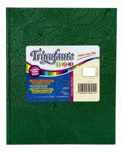 Cuaderno Triunfante 123 Forrado 19X23 T/D 48 H Liso Verde