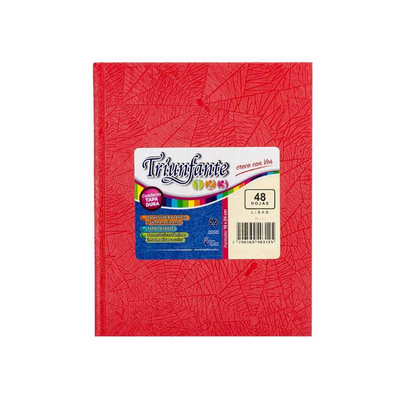 Cuaderno Triunfante 123 Forrado 19X23 T/D 48 H Liso Rojo