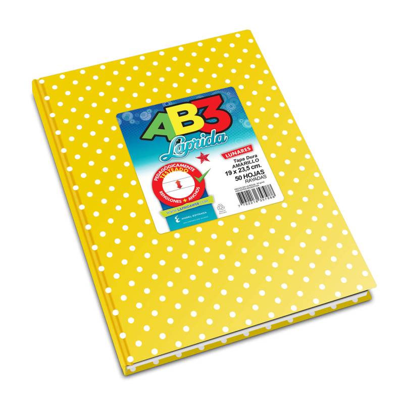 Cuaderno Laprida Ab3 Lunares Amarillo T/D 50 Hjs Rayado