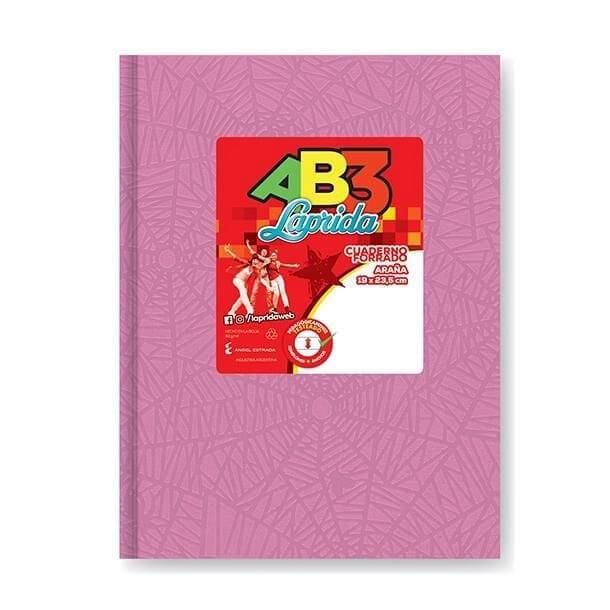 Cuaderno Laprida Ab3 Forrado Rosa T/D 50 Hjs Rayado