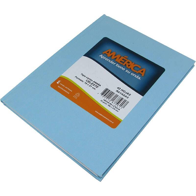 Cuaderno América T/C Forrado Celeste 42 Hjs Rayado