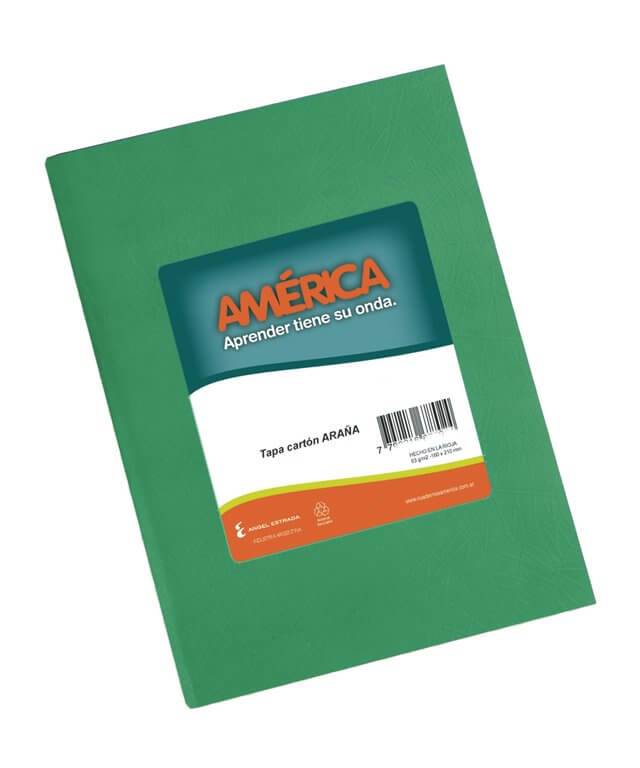 Cuaderno América T/C Forrado Verde 42 Hjs Rayado