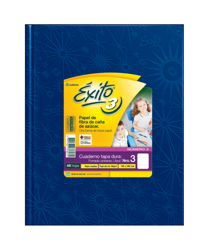 Cuaderno Éxito 19X24 Forrado T/D 48 Hjs Rayado Azul