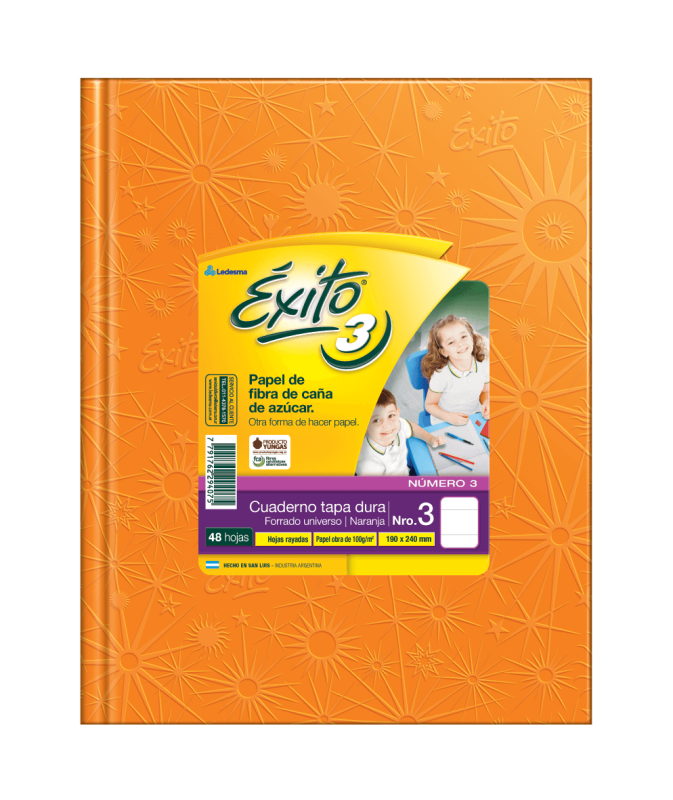 Cuaderno Éxito 19X24 Forrado T/D 48 Hjs Rayado Naranja