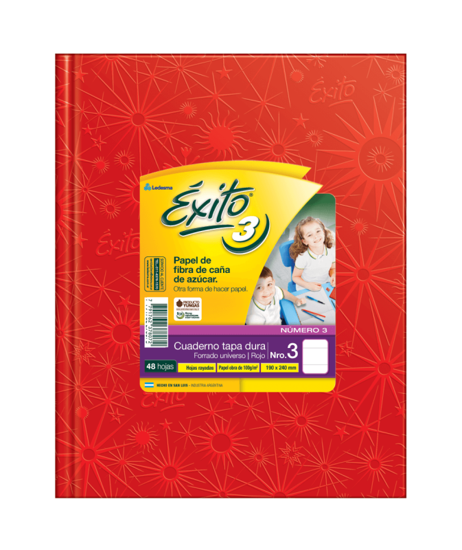 Cuaderno Éxito 19X24 Forrado T/D 48 Hjs Rayado Rojo
