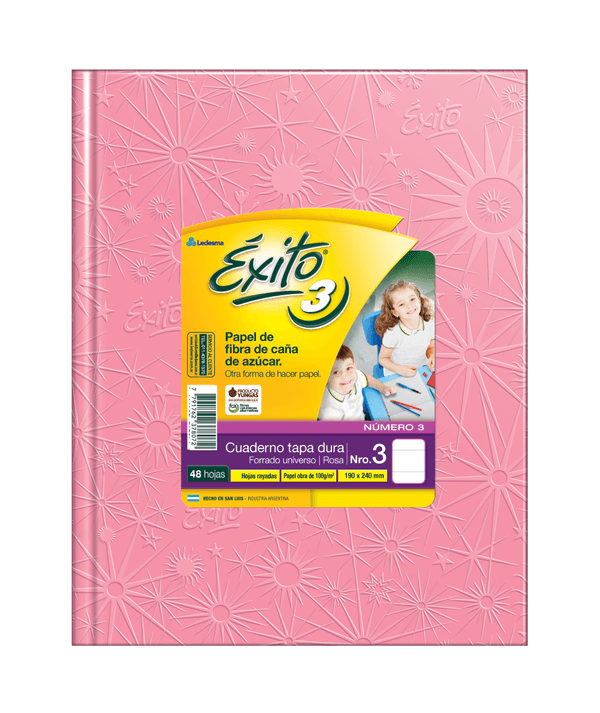 Cuaderno Éxito 19X24 Forrado T/D 48 Hjs Rayado Rosa