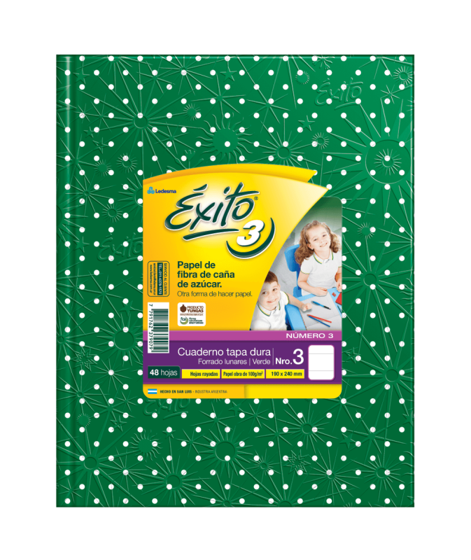 Cuaderno Éxito 19X24 Lunares T/D 48 Hjs Rayado Verde