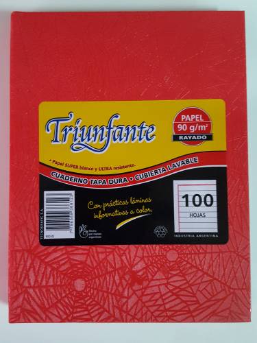 Cuaderno Triunfante Forrado T/d 100 Hjs Rayado Rojo
