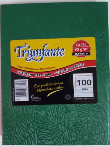 Cuaderno Triunfante Forrado T/d 100 Hjs Rayado Verde
