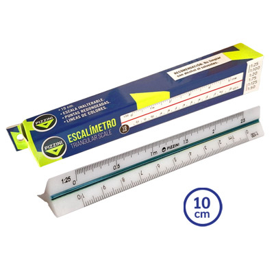 Escalímetro Pizzini 10Cm Esc 1:20 / 1:50 / 1:100