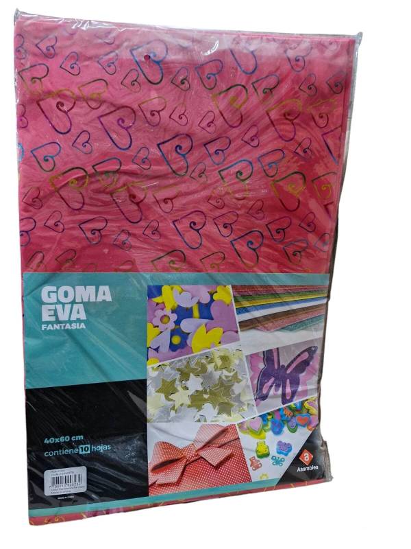 Goma Eva Fantasia Corazones 40X60 Paq X 10