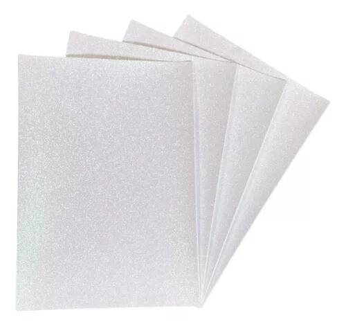 Goma Eva A4 Glitter Autoadhesiva Blanco Paq X 10 Unid