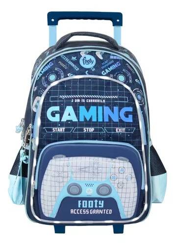 Mochila Footy C/Carro F3261 Level Up Azul 18 C/Led