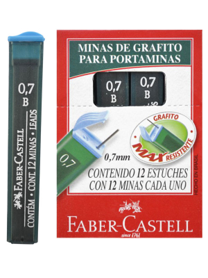 Minas Faber De Grafito Tubo X 12 Unid 0,7Mm B Caja X 12 Un
