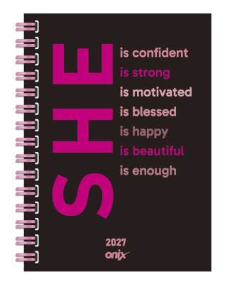 Agenda Onix 2027 C/Esp Feeling Negro She 10X15 Diaria Td 320 P  