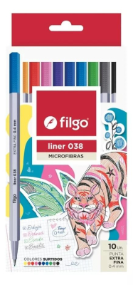 Microfibra Filgo 038 Liner 0.4Mm Estuche Surt X 10 Unid