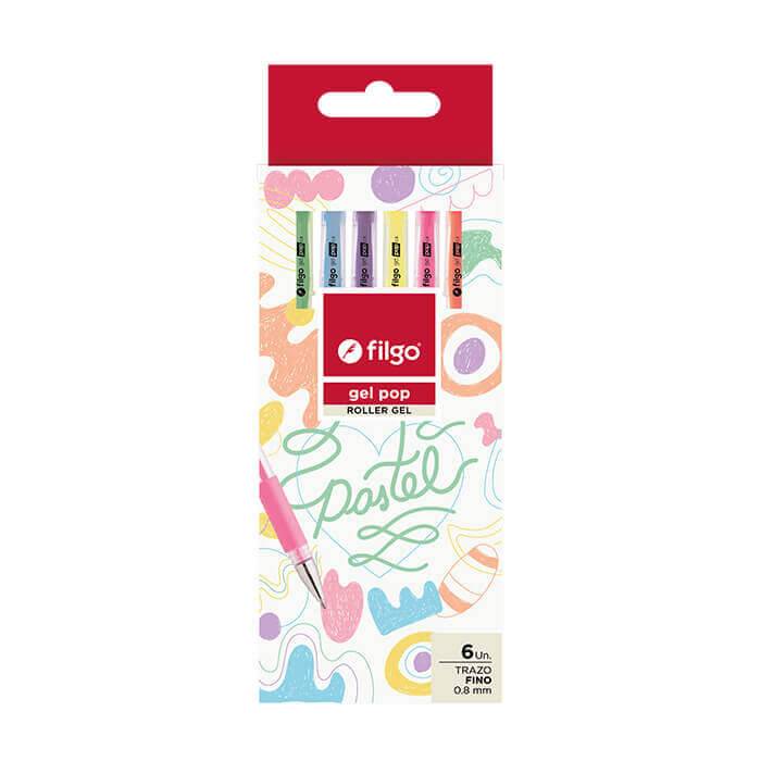 Boligrafo Filgo Pop Gel Pastel X 6 Colores En Estuche