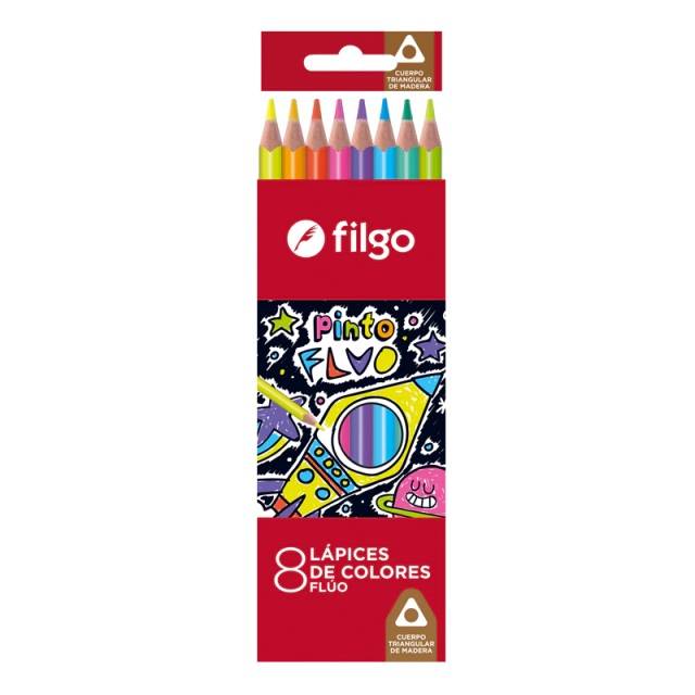 Lapices De Colores Filgo Madera X 8 Fluo