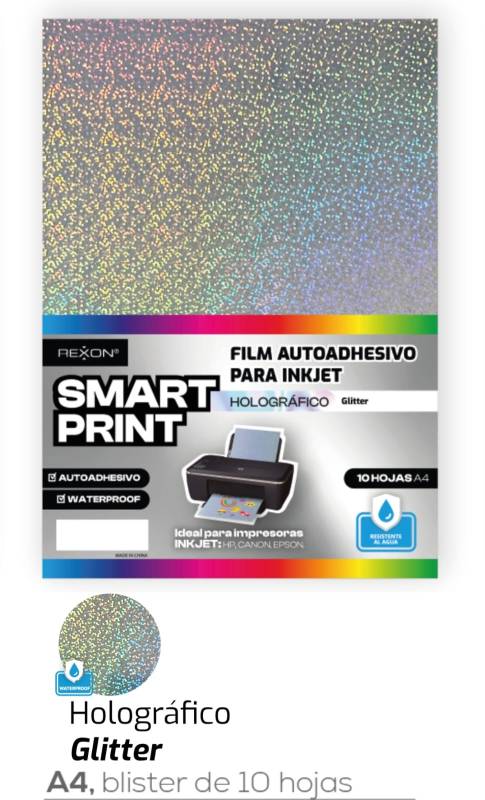 Film Autoadhesivo Holografico Glitter A4 X 10 Unid