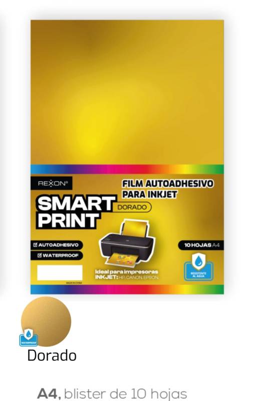 Film Autoadhesivo Dorado A4 X 10 Unid