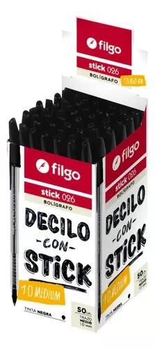 Boligrafo Filgo Stick 026 Pta 1Mm Negro Caja X 50 Un