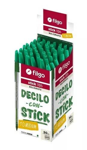 Boligrafo Filgo Stick 026 Pta 1Mm Verde Caja X 50 Un