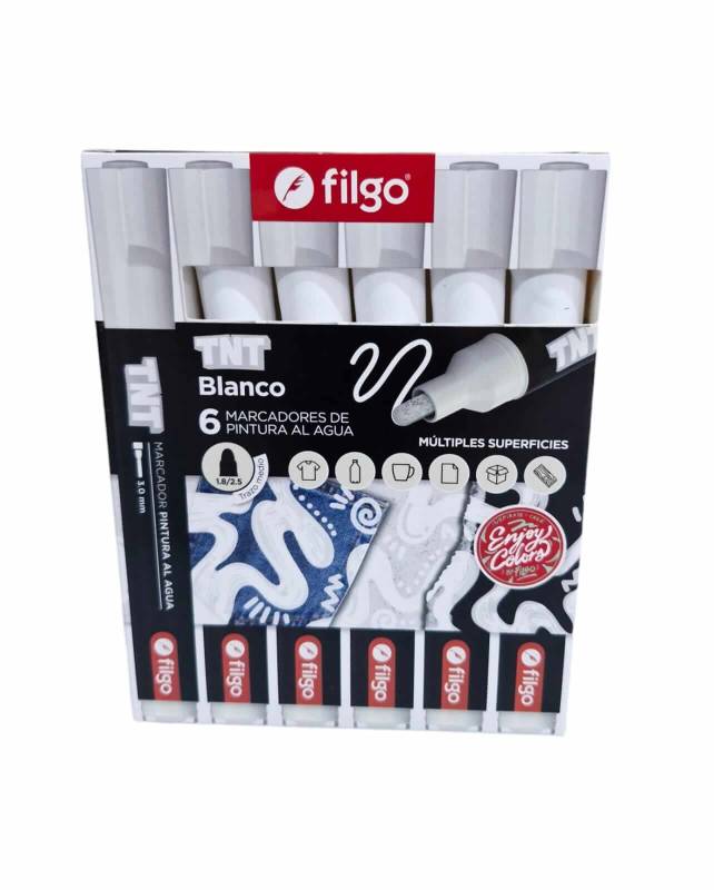 Marcadores Filgo Tnt 3.0 Al Agua Caja X 6 Blanco