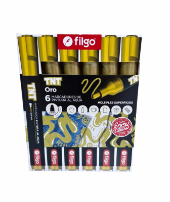 Marcadores Filgo Tnt 3.0 Al Agua Caja X 6 Oro