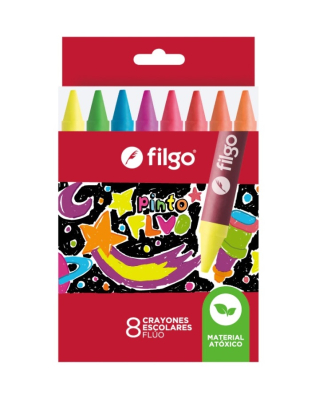 Crayones De Cera Filgo Pinto Fluo X 8 Colores 