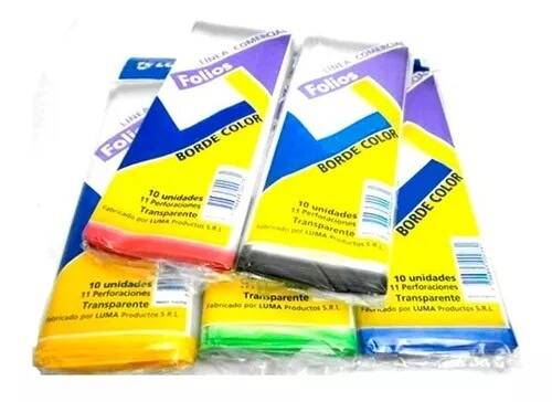 Folio Luma Escolar X 10 Super Ref C/Borde Color Amarillo