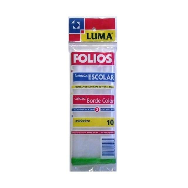 Folio Luma Escolar X 10 Super Ref C/Borde Color Verde Manzana