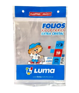 Folio Luma Escolar X 10 Poliprop Extra Cristal