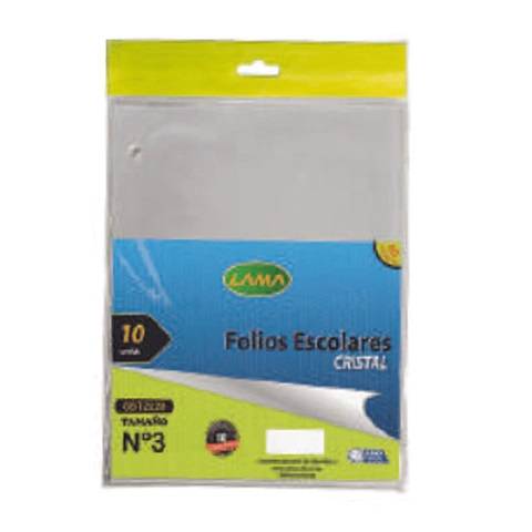 Folio Lama Escolar X 10 Un Cristal