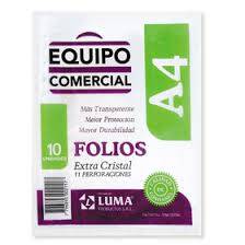 Folio Luma A4 X 10 Polipropileno Equipo Comercial