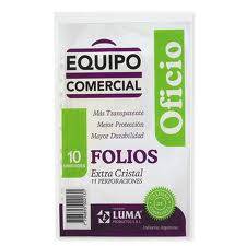Folio Luma Oficio X 10 Polipropileno Equipo Comercial