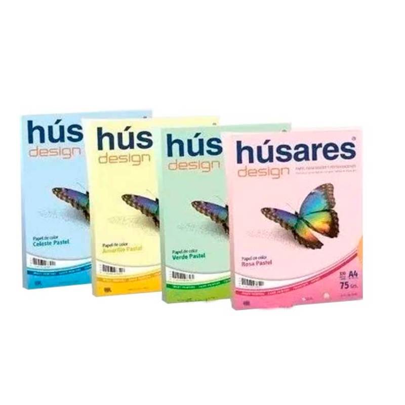 Papel A4 Husares 7882 Design 75 Grs Color Amarillo X 500 Unid