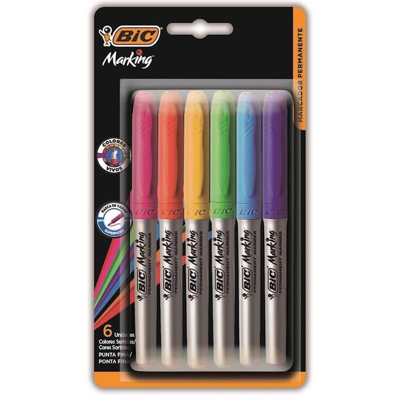 Marcadores Bic Marking Permanente X 6 Colores 310698