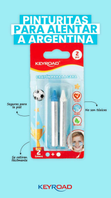 Crayon Keyroad Pinta Cara Celeste Y Blanco En Blister