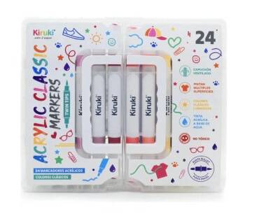 Marcadores Kiruki Acrilico Doble Punta X 24 Colores 